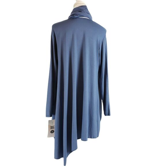 NEW!! Saga SIZE 10  Asymmetrical Lagenlook Tunic Top Blue Scarf Made in Italy - Picture 5 of 10